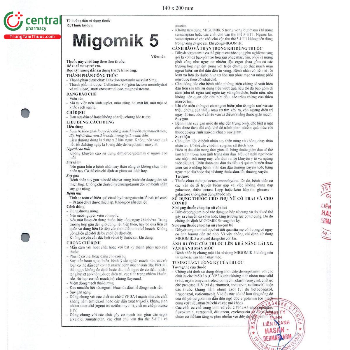 thuoc migomik 5mg 7 C0680 thuoc migomik 5mg 7 C0680