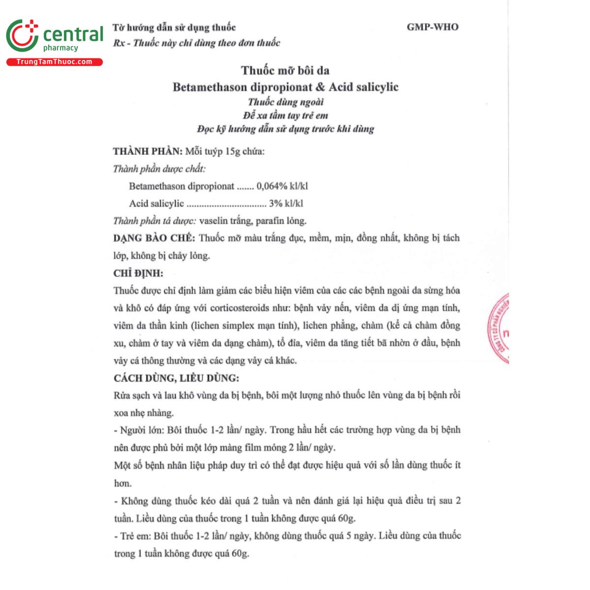 thuoc mo boi da betamethason dipropionat acid salicylic 4 M5750