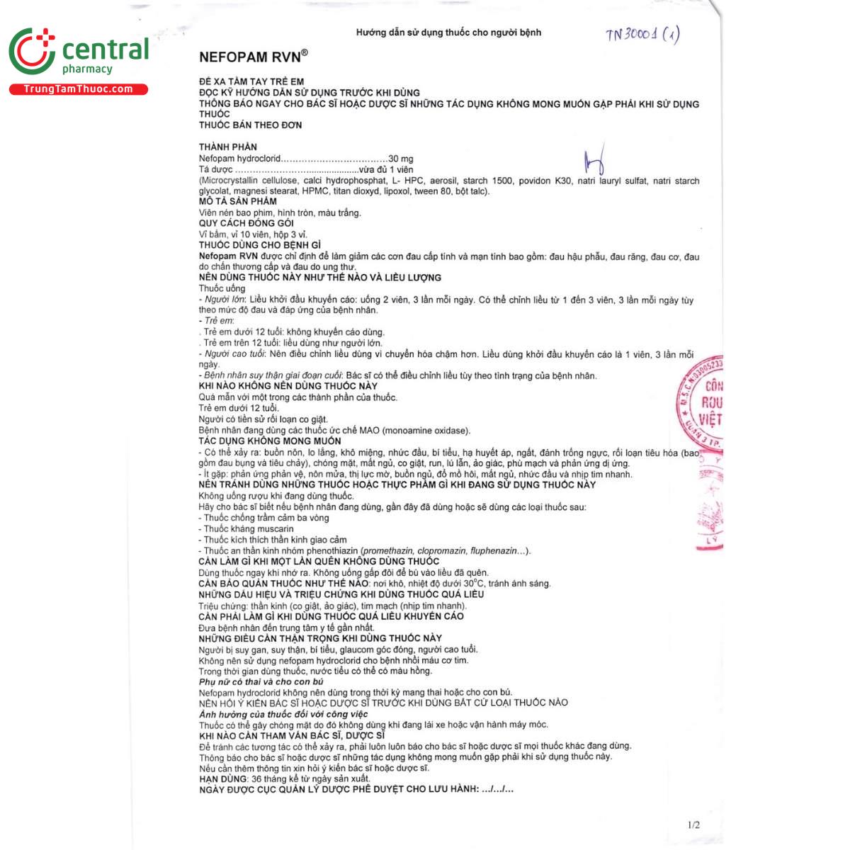 thuoc nefopam rvn 30mg 4 L4606 thuoc nefopam rvn 30mg 4 L4606