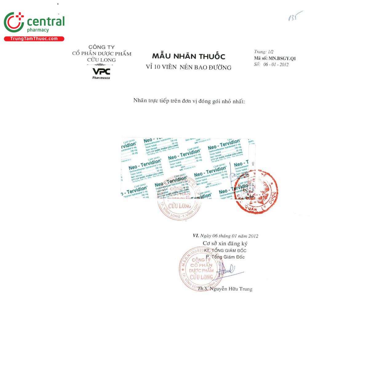 thuoc neo tervidion 5 D1581 thuoc neo tervidion 5 D1581