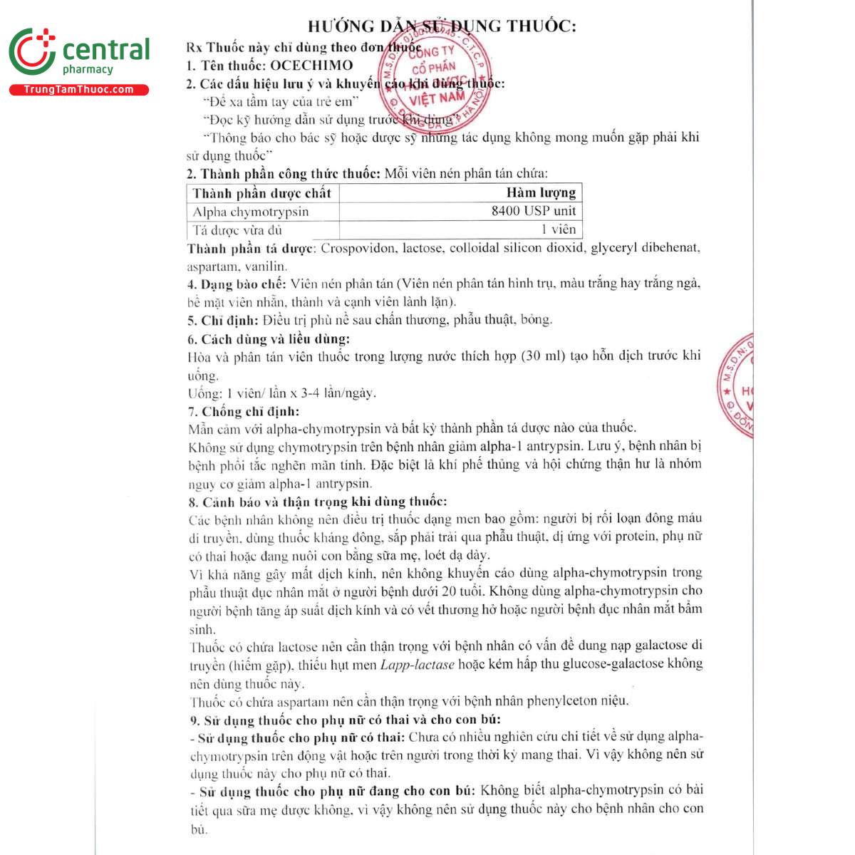thuoc ocechimo 8400 usp unit 3 V8825