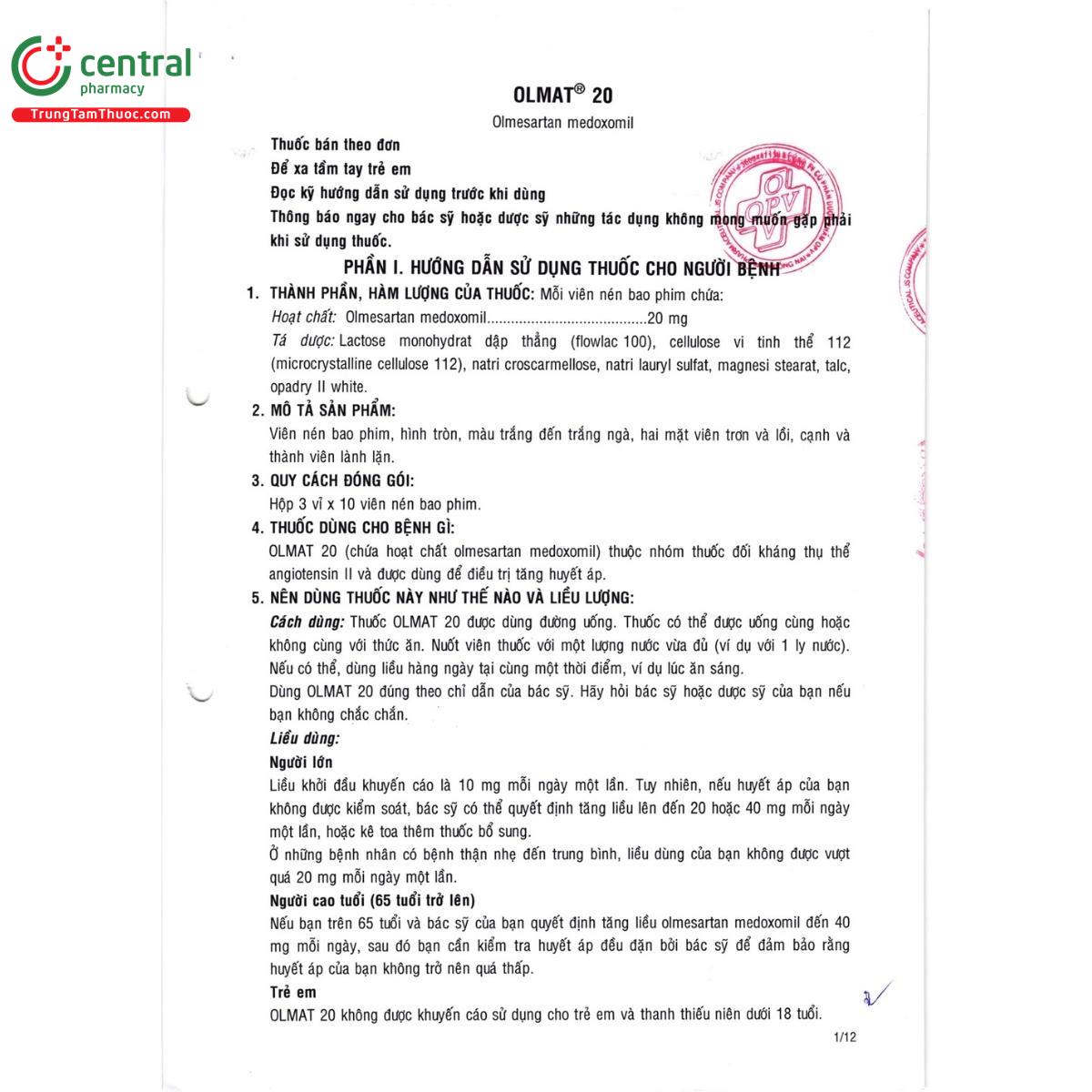 thuoc olmat 20 3 G2681 thuoc olmat 20 3 G2681