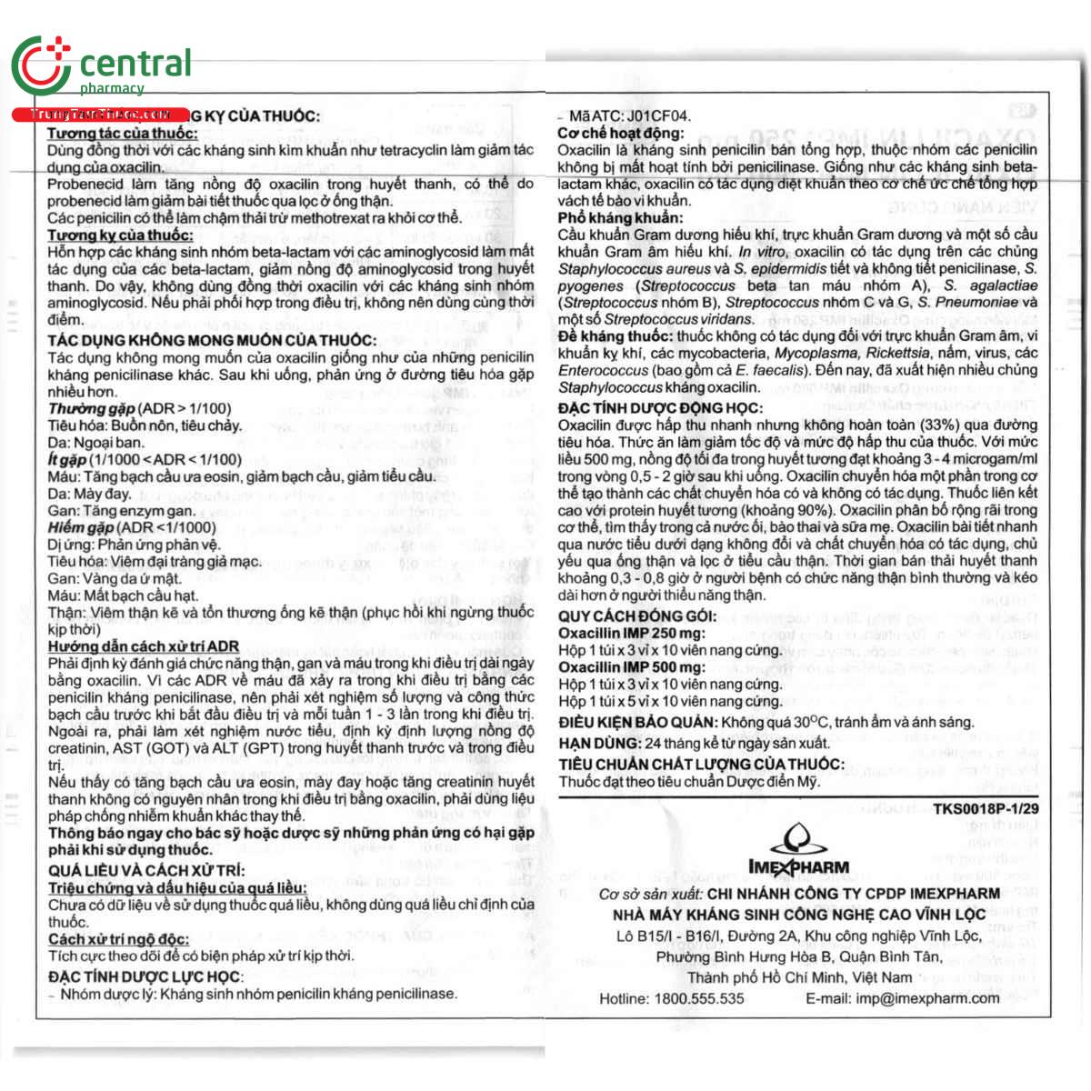 thuoc oxacillin imp 500mg 8 V8352 thuoc oxacillin imp 500mg 8 V8352