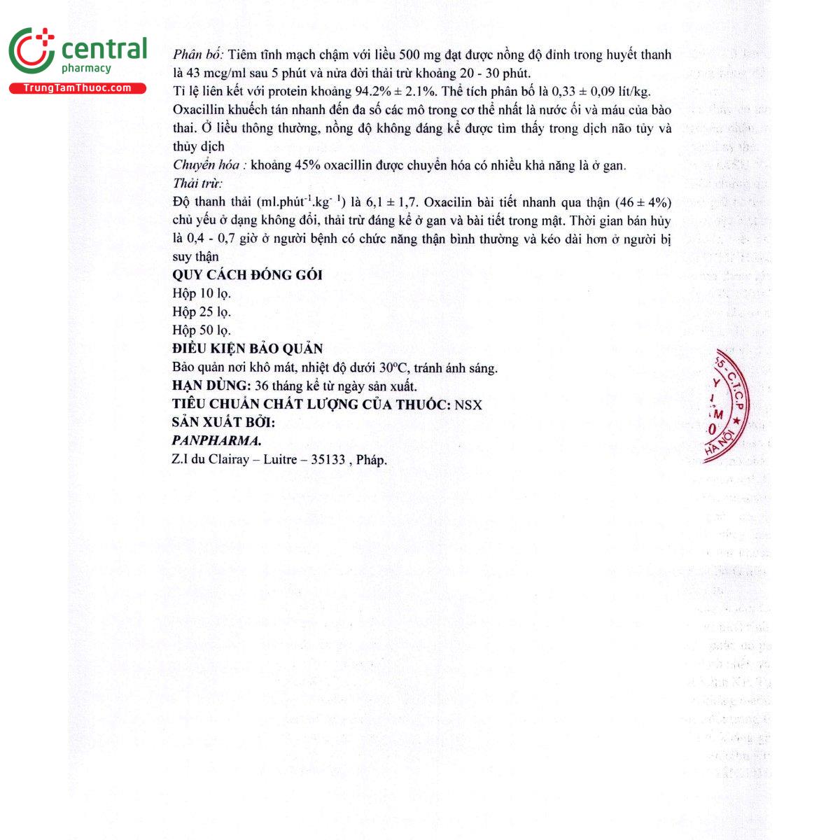 thuoc oxacilline panpharma 1g 10 K4673 thuoc oxacilline panpharma 1g 10 K4673
