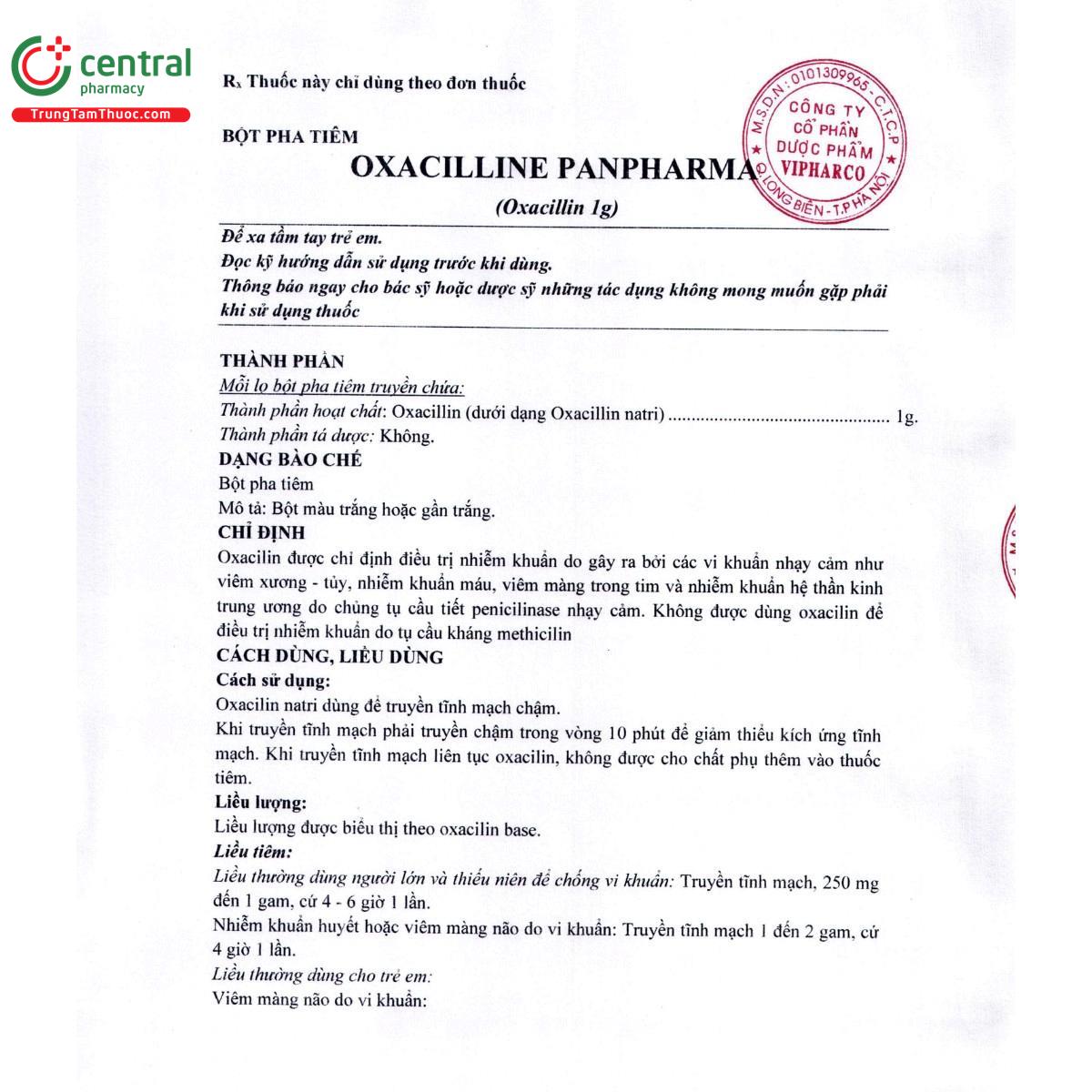 thuoc oxacilline panpharma 1g 6 C1378 thuoc oxacilline panpharma 1g 6 C1378
