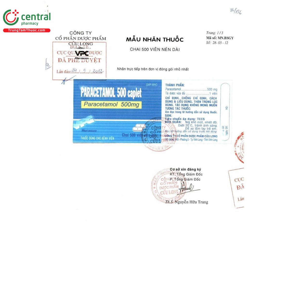 thuoc paracetamol 500 caplet vpc 3 I3682 thuoc paracetamol 500 caplet vpc 3 I3682