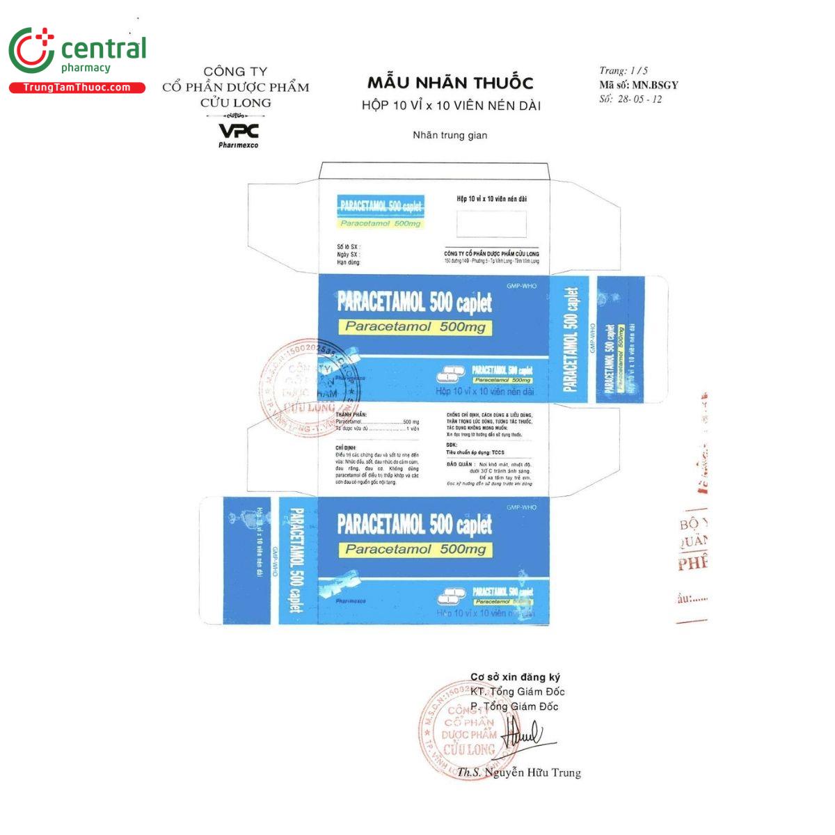 thuoc paracetamol 500 caplet vpc 4 U8307 thuoc paracetamol 500 caplet vpc 4 U8307