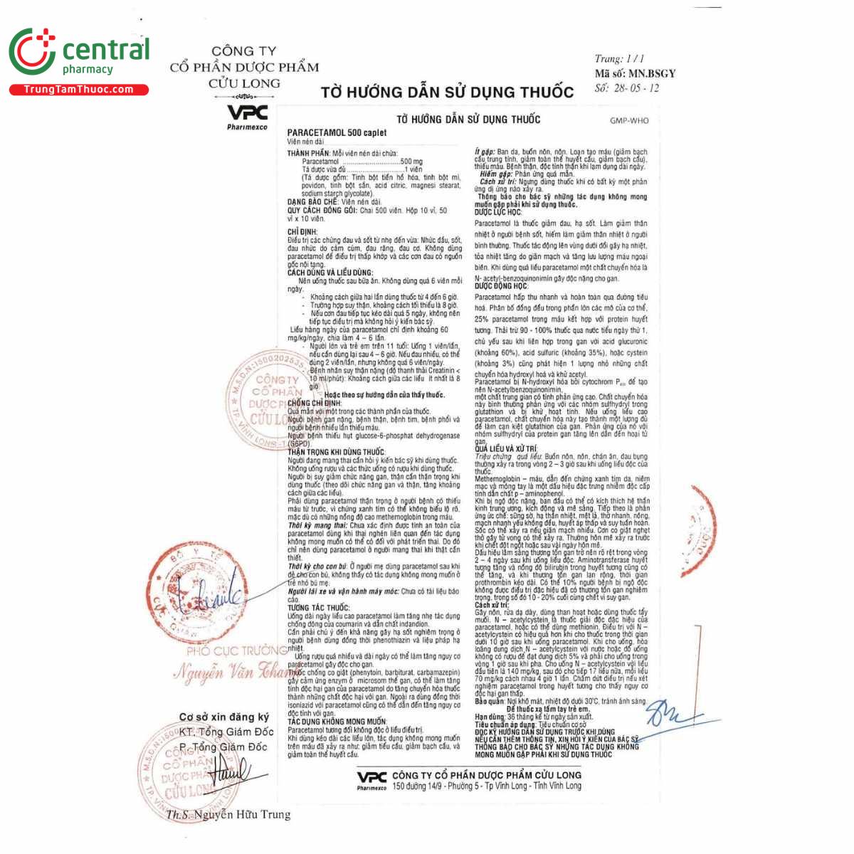 thuoc paracetamol 500 caplet vpc 7 A0387 thuoc paracetamol 500 caplet vpc 7 A0387