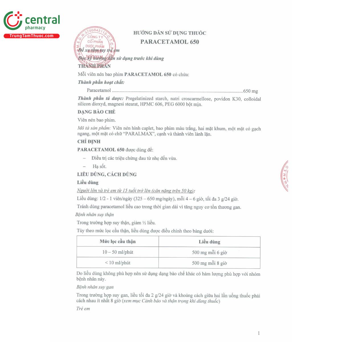 thuoc paracetamol 650 boston 12 L4573
