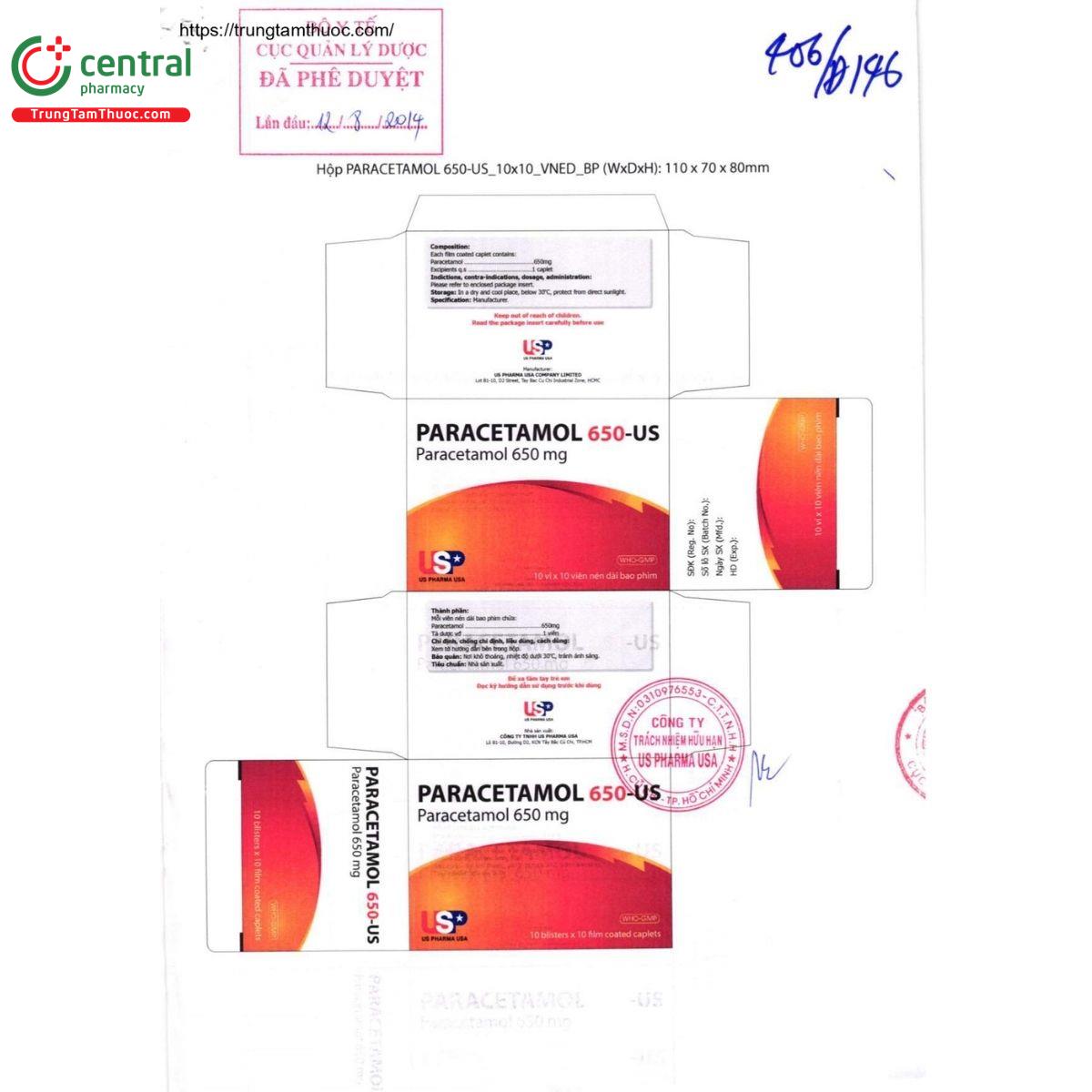 thuoc paracetamol 650 us 2 A0687 thuoc paracetamol 650 us 2 A0687