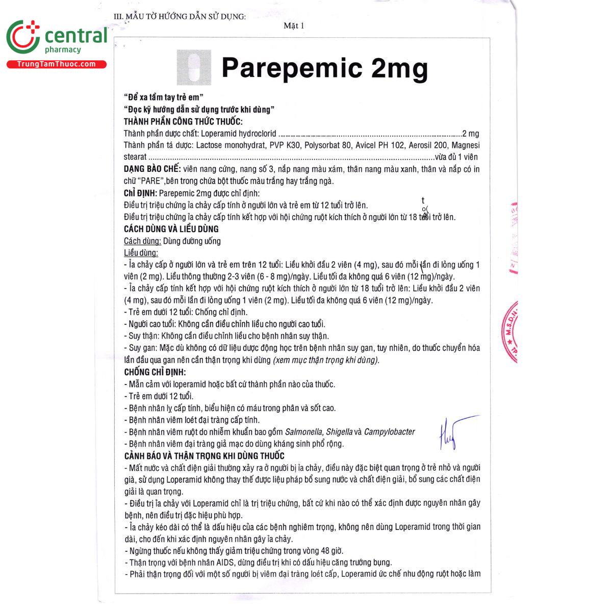 thuoc parepemic 2mg tv pharm 8 B0215