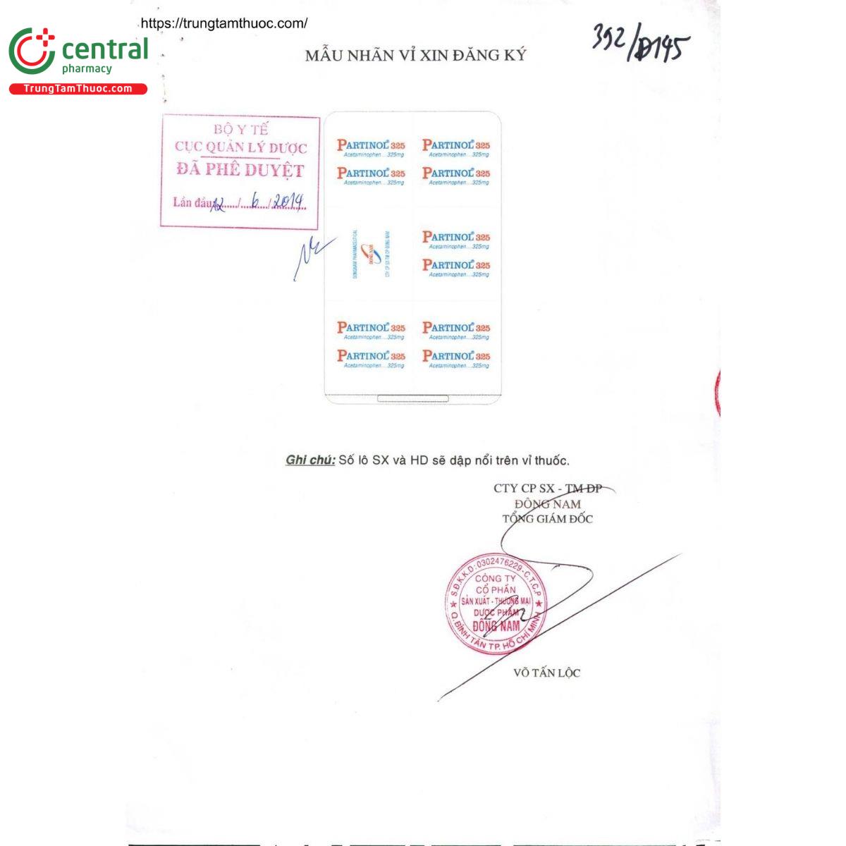thuoc partinol 325mg 6 U8874 thuoc partinol 325mg 6 U8874