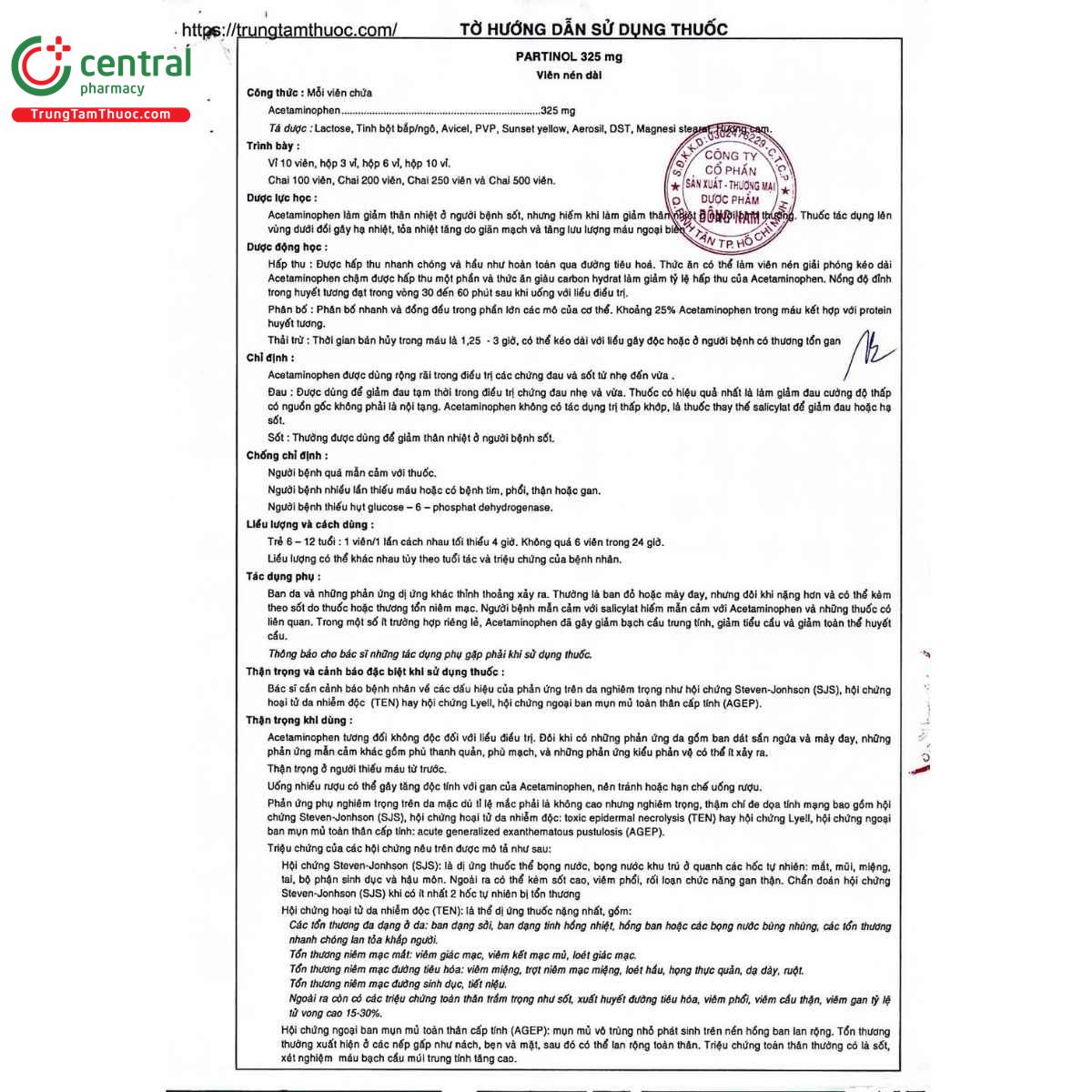 thuoc partinol 325mg 7 N5247 thuoc partinol 325mg 7 N5247