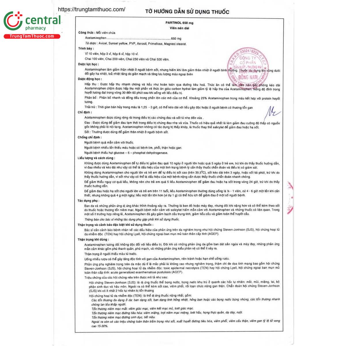 thuoc partinol 650mg 4 U8557 thuoc partinol 650mg 4 U8557