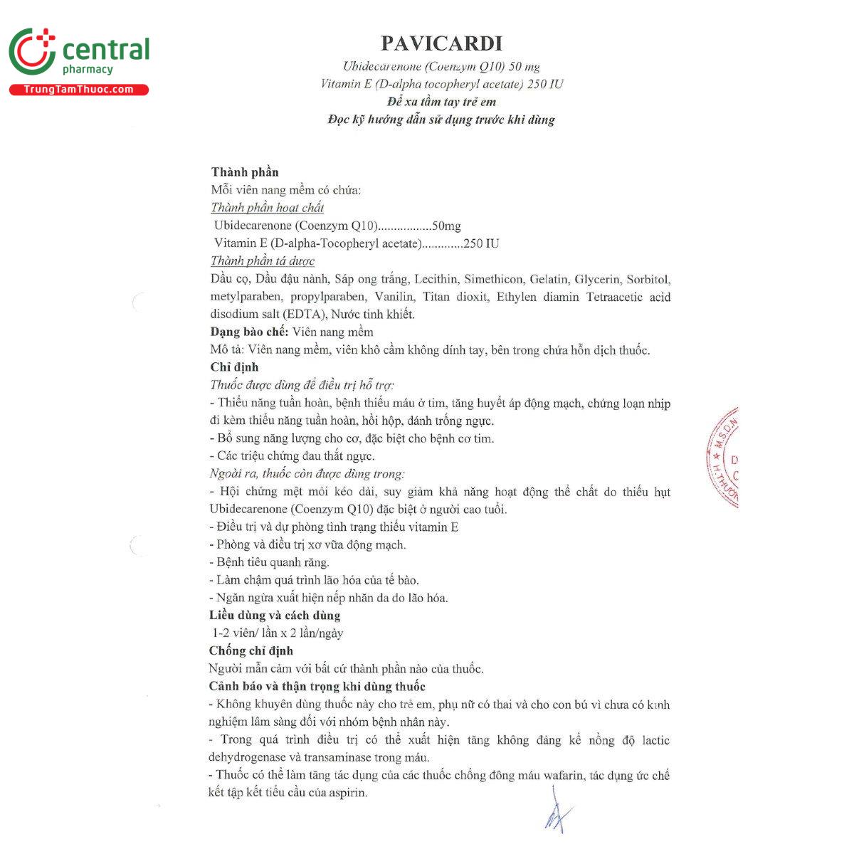 thuoc pavicardi 50mg 250iu 10 K4245 thuoc pavicardi 50mg 250iu 10 K4245