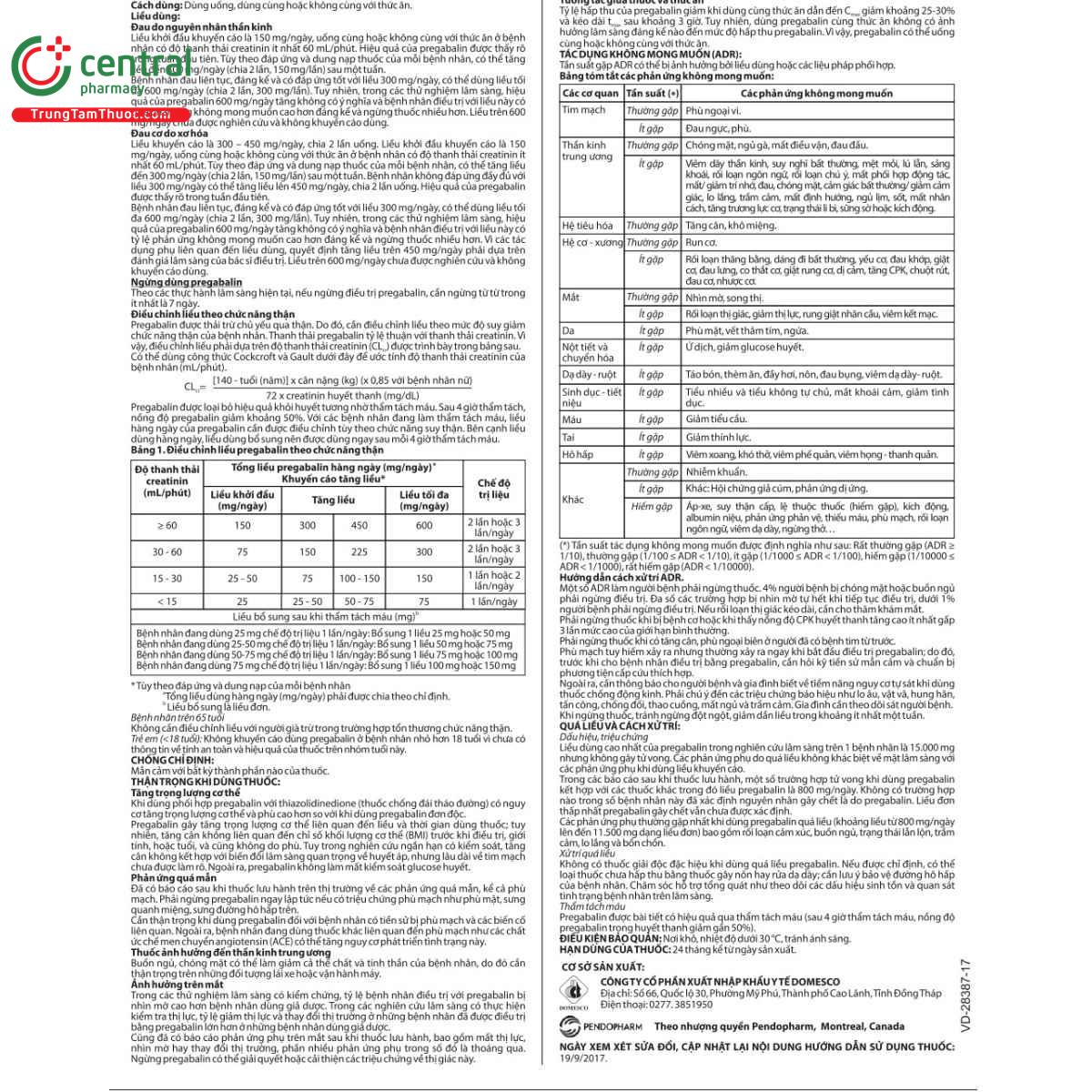 thuoc pendo pregabalin 150mg 5 E1146 thuoc pendo pregabalin 150mg 5 E1146