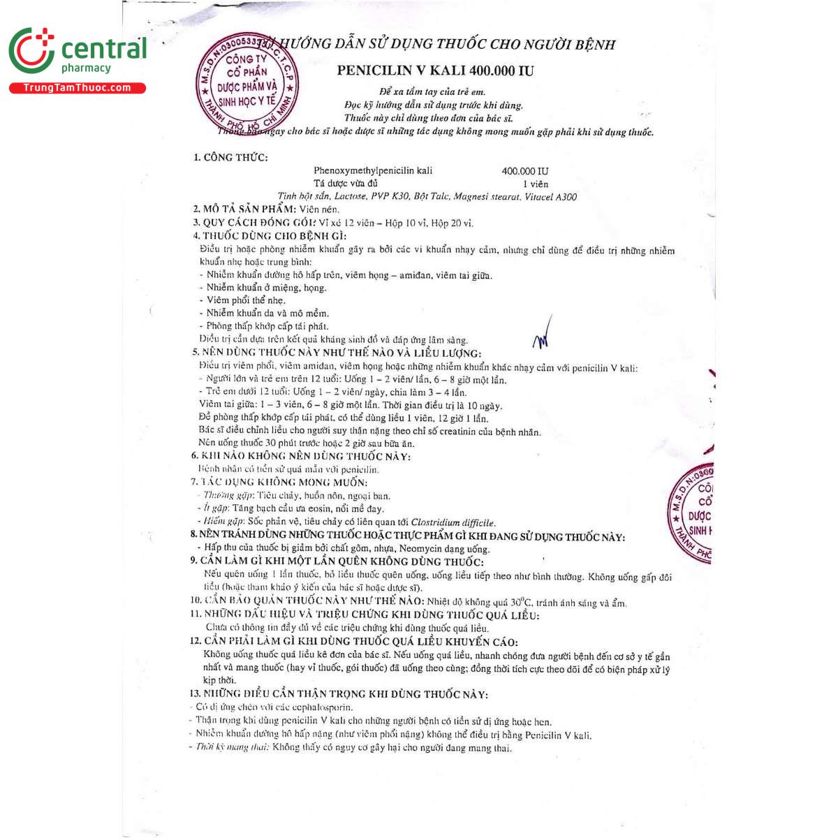 thuoc penicilin v kali 400000 iu mebiphar 9 K4242