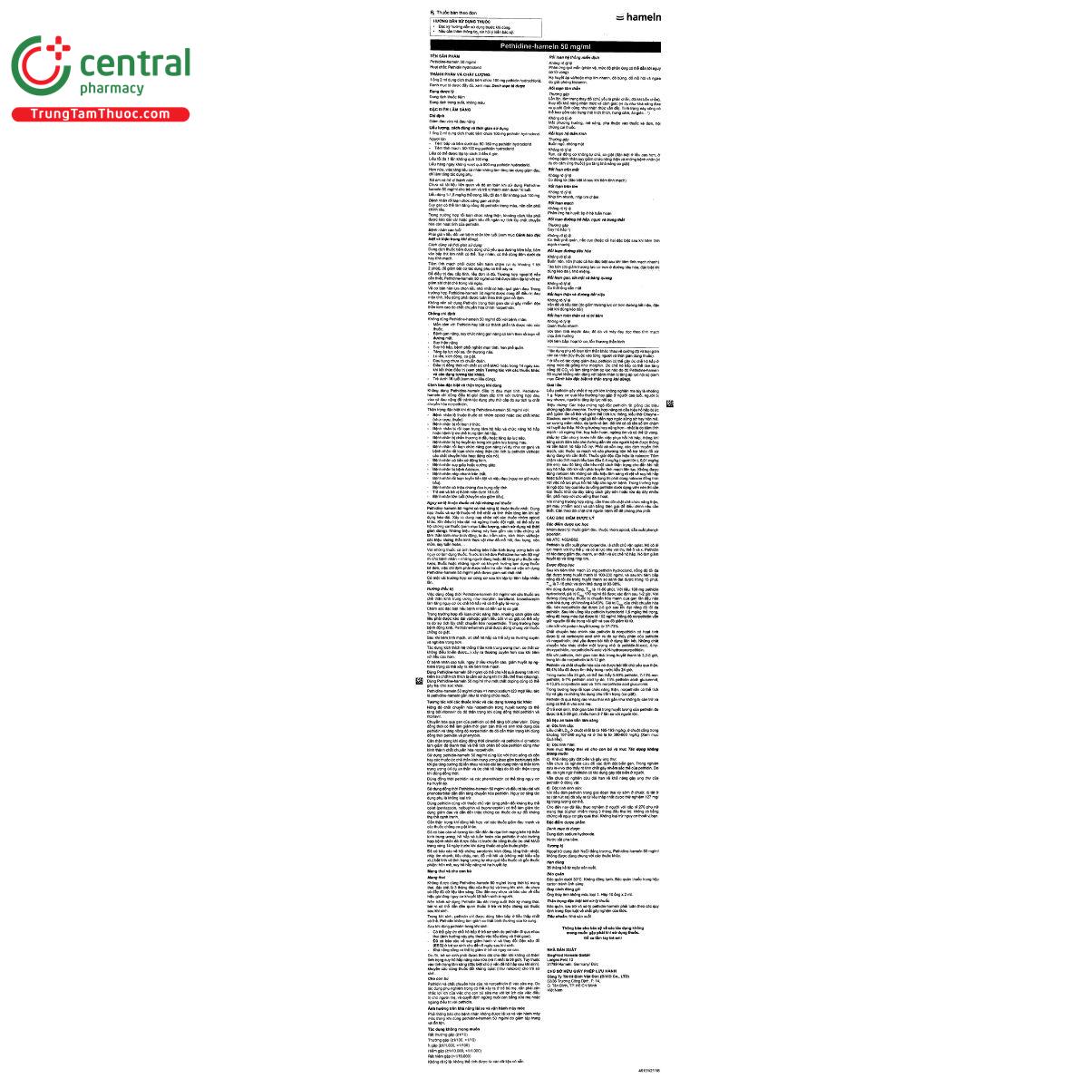 thuoc pethidine hameln 50mg ml V8157