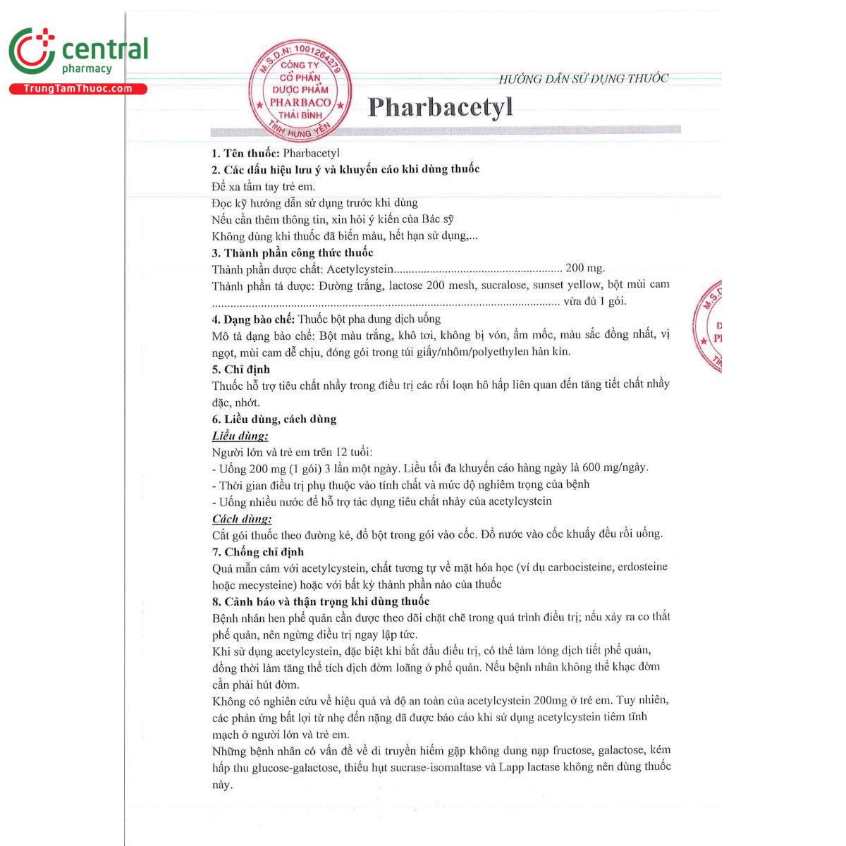thuoc pharbacetyl 200mg 4 M5700 thuoc pharbacetyl 200mg 4 M5700