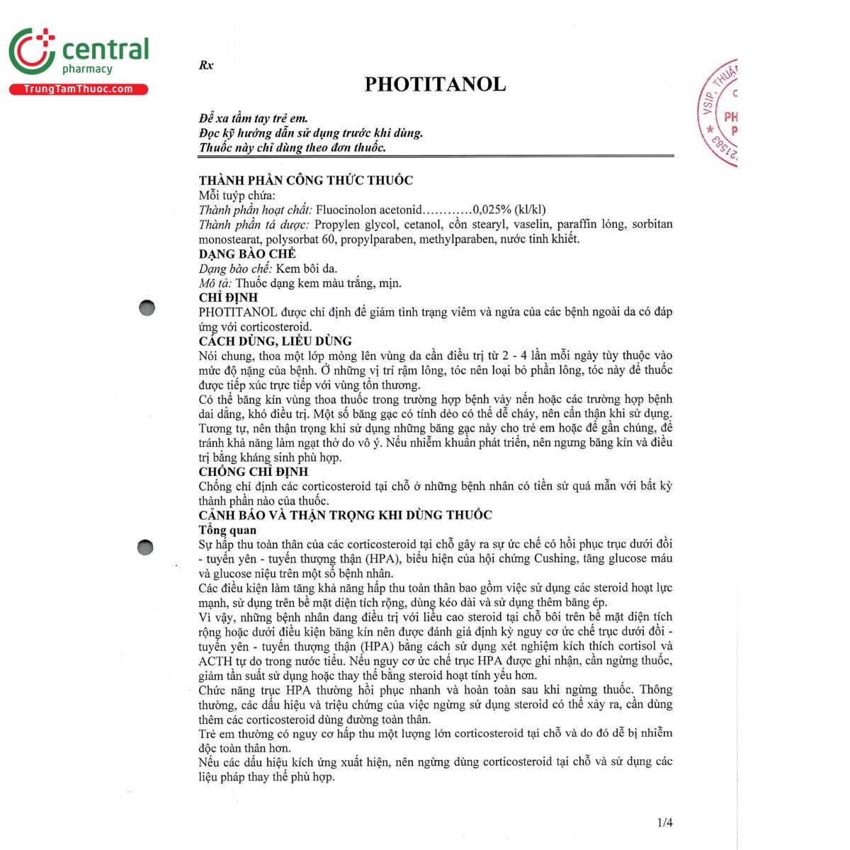 thuoc photitanol cream 0025 9 O5250