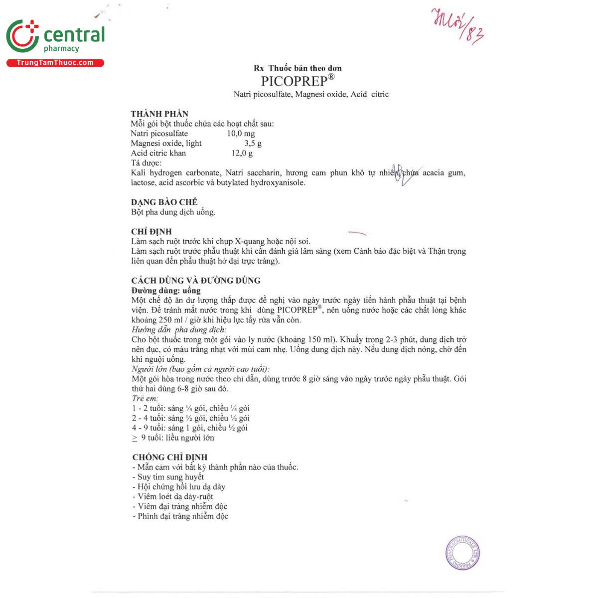 thuoc picoprep 4 G2084 thuoc picoprep 4 G2084