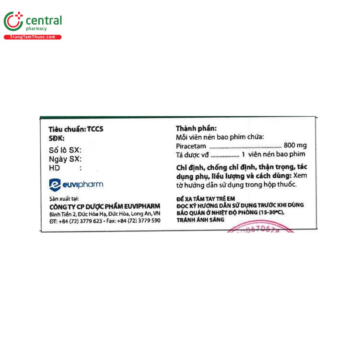 thuoc piracetam 800mg euvipharm 3 T8530 thuoc piracetam 800mg euvipharm 3 T8530