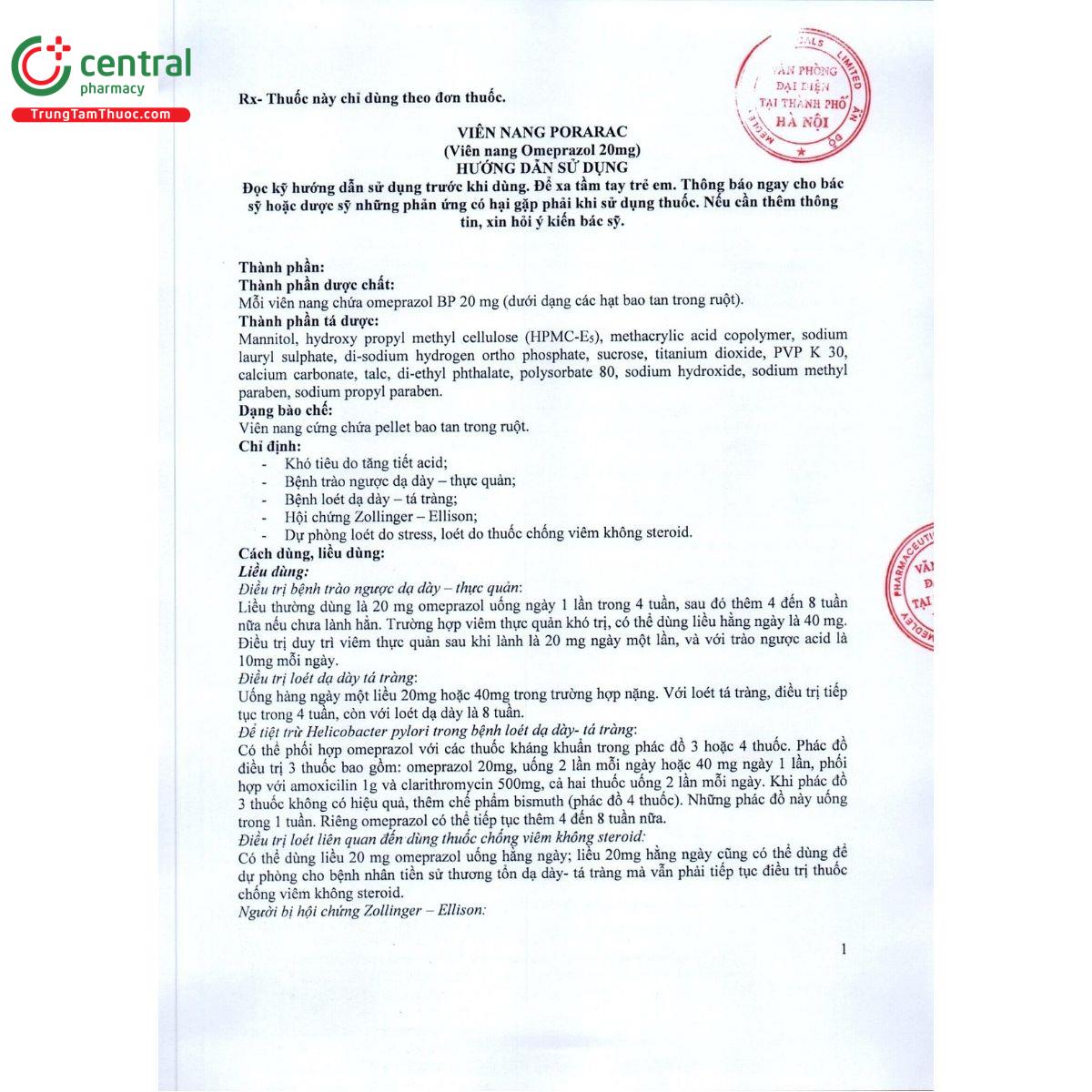thuoc porarac capsules 20mg 6 P6062