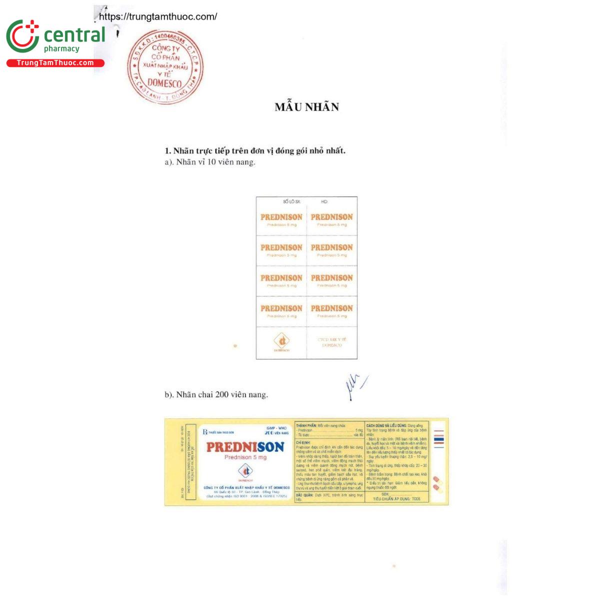 thuoc prednison 5mg domesco vien nang 3 C0756
