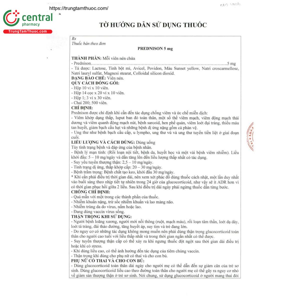 thuoc prednison 5mg domesco vien nen 3 H3066