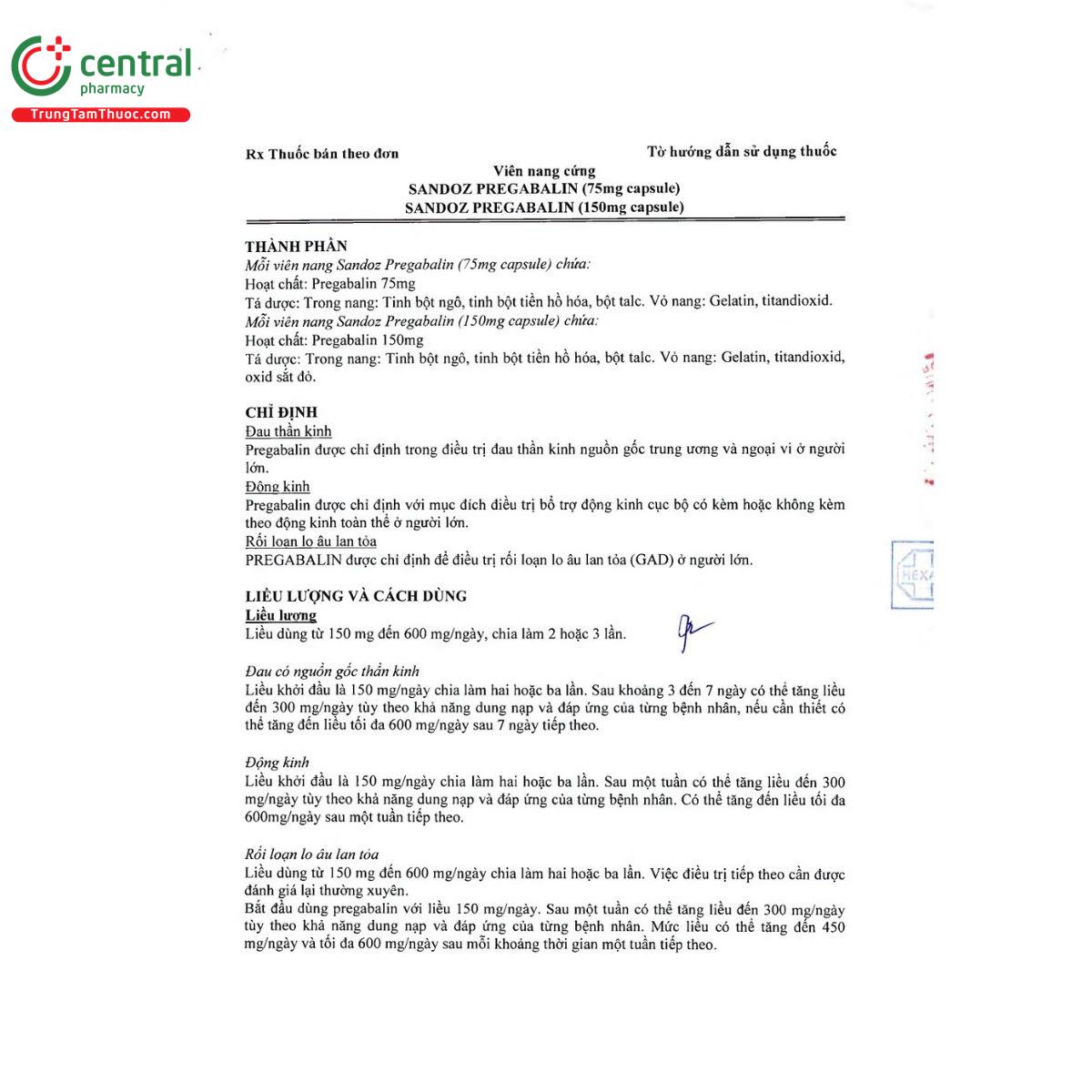 thuoc pregabalin sandoz 150mg 4 U8150 thuoc pregabalin sandoz 150mg 4 U8150
