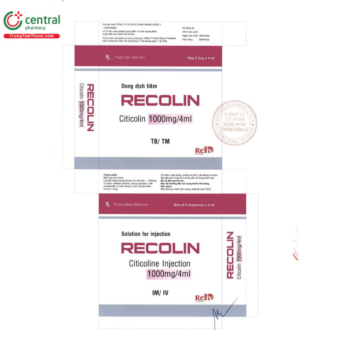 thuoc recolin 1000mg 4ml 3 S7652 thuoc recolin 1000mg 4ml 3 S7652