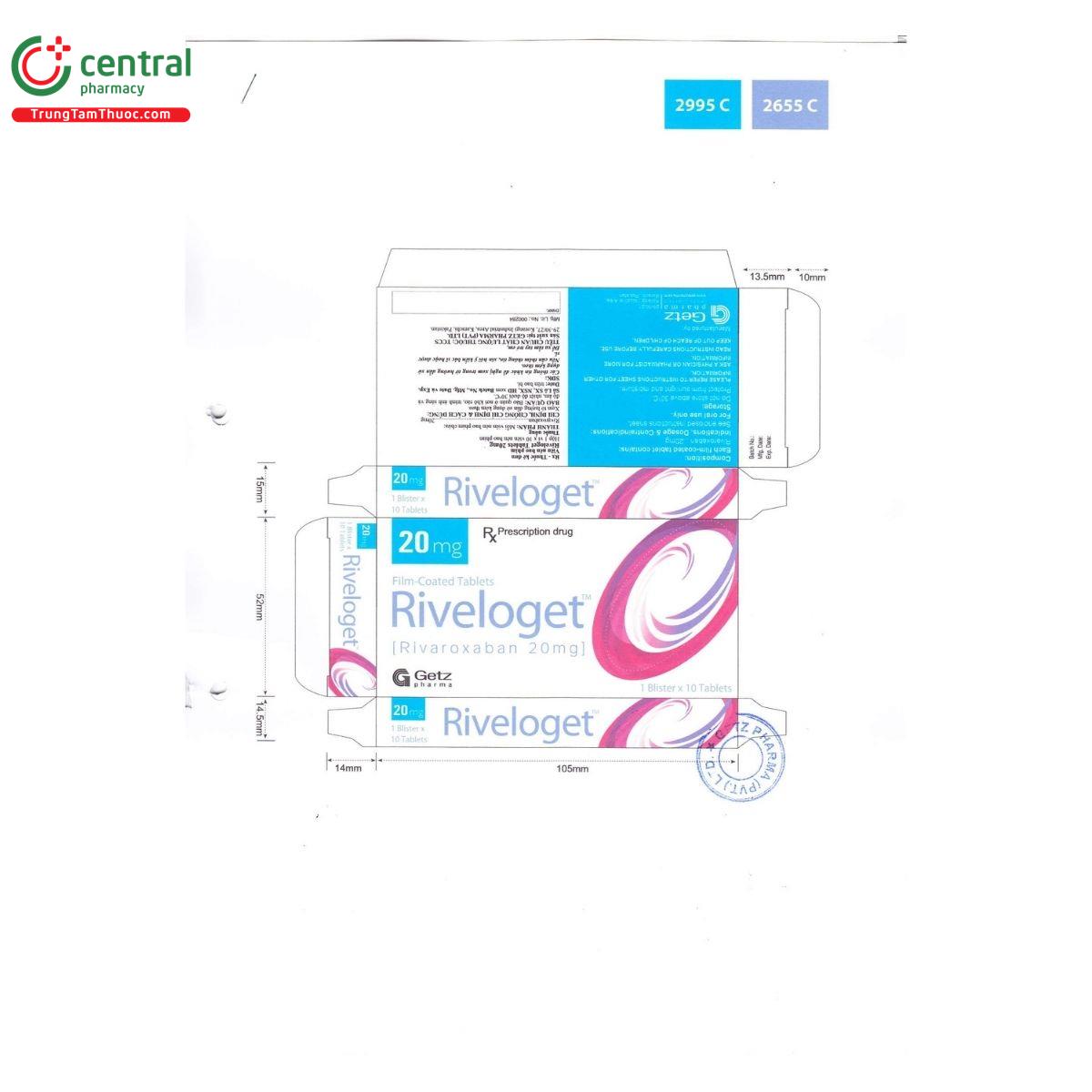 thuoc riveloget tablets 20mg 2 U8868 thuoc riveloget tablets 20mg 2 U8868