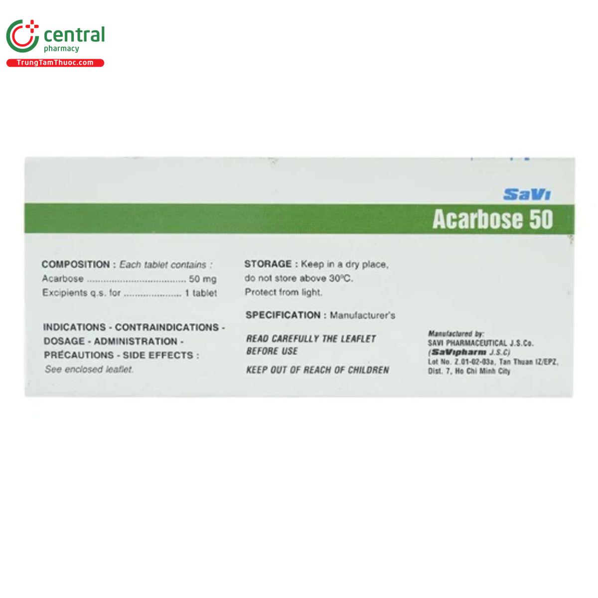 thuoc savi acarbose 50 5 E1140 thuoc savi acarbose 50 5 E1140