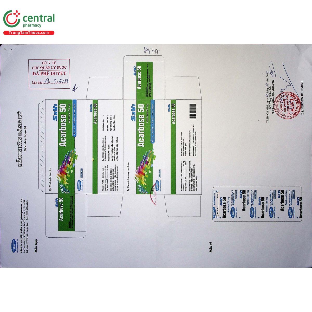 thuoc savi acarbose 50 7 K4777 thuoc savi acarbose 50 7 K4777