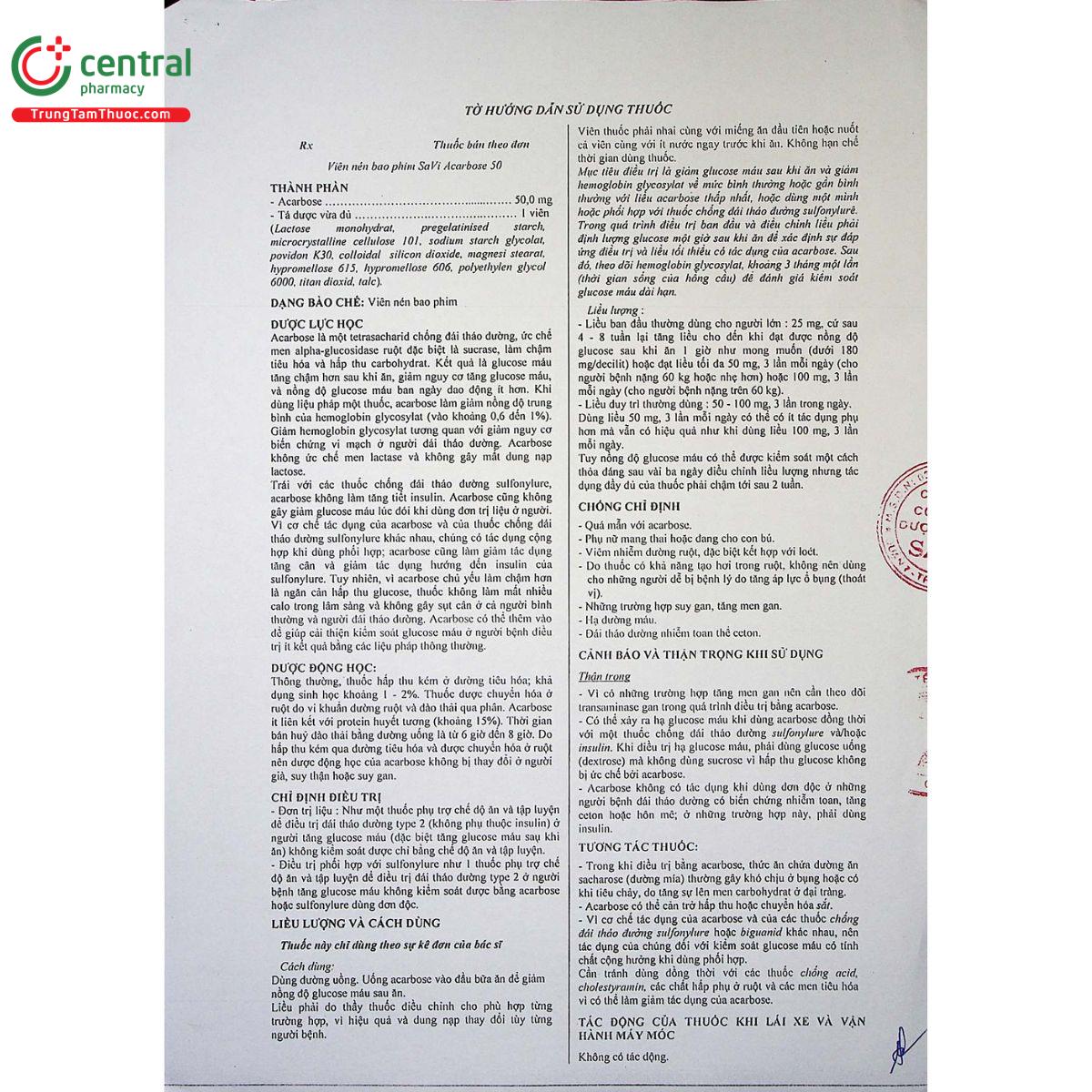thuoc savi acarbose 50 8 R7514 thuoc savi acarbose 50 8 R7514