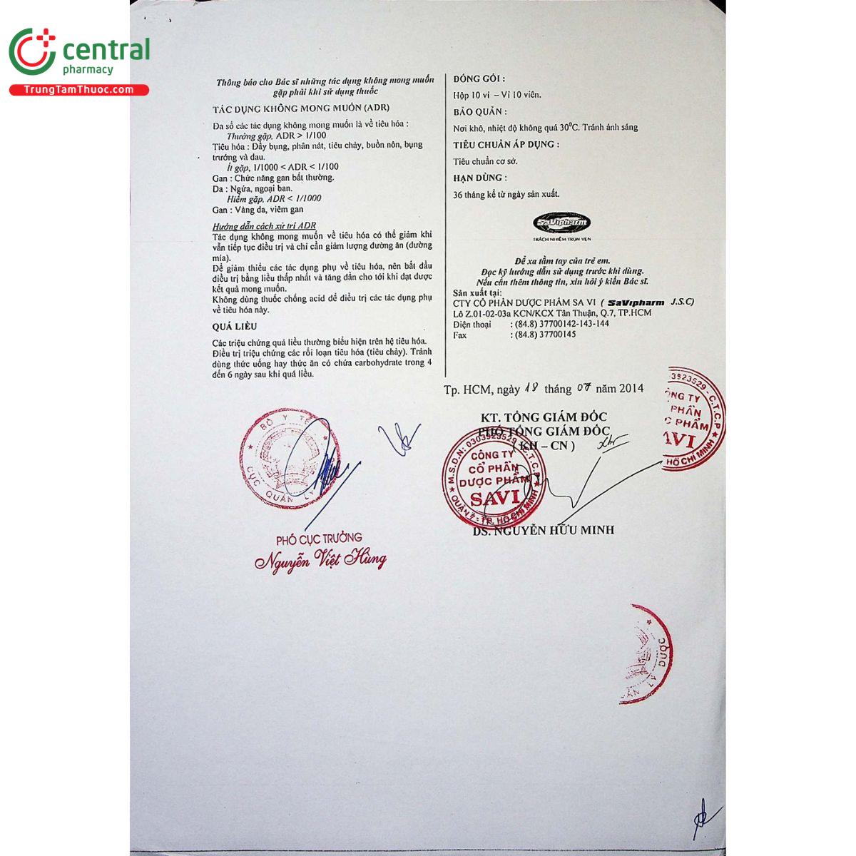 thuoc savi acarbose 50 9 C0251 thuoc savi acarbose 50 9 C0251