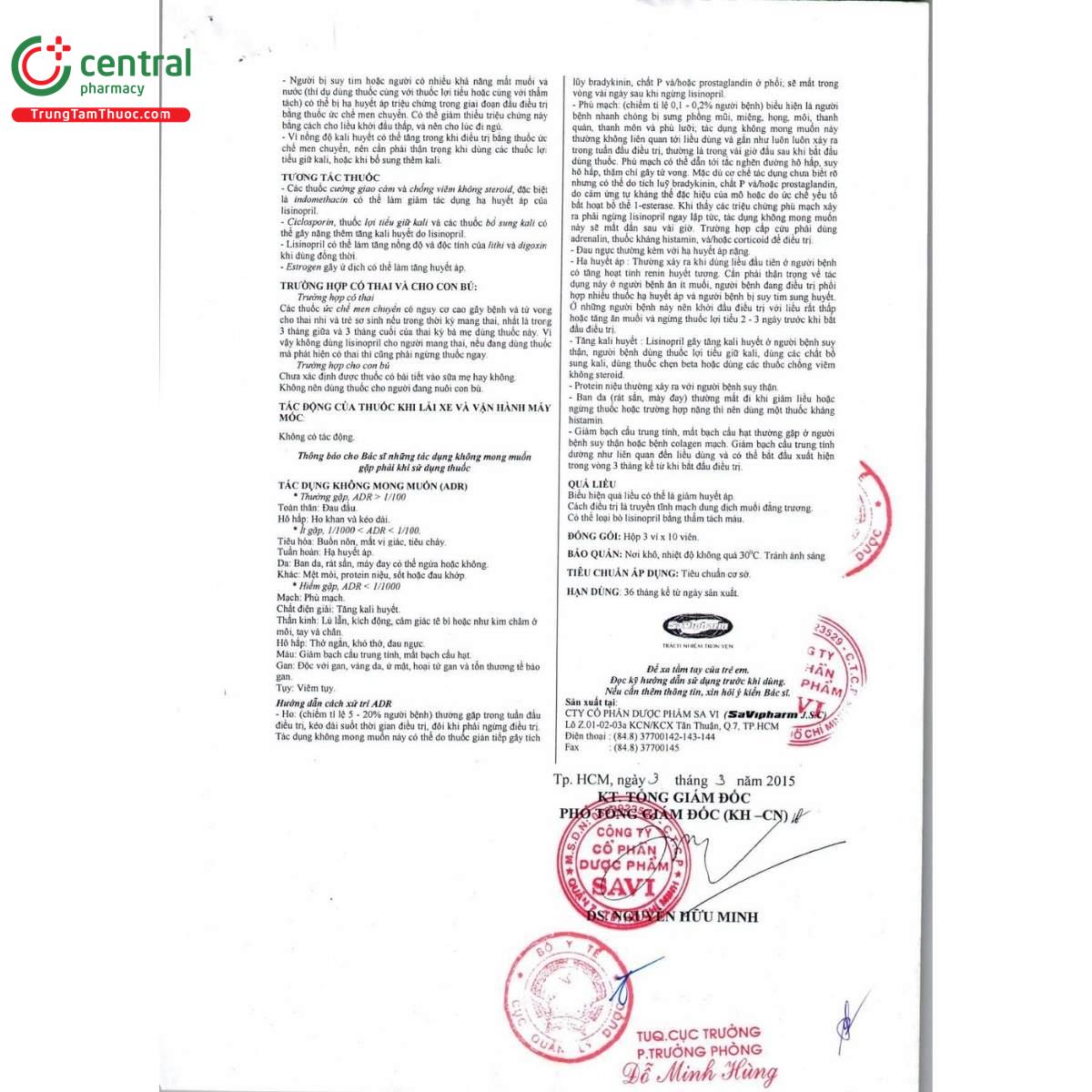 thuoc savi lisinopril 5 4 O5626 thuoc savi lisinopril 5 4 O5626