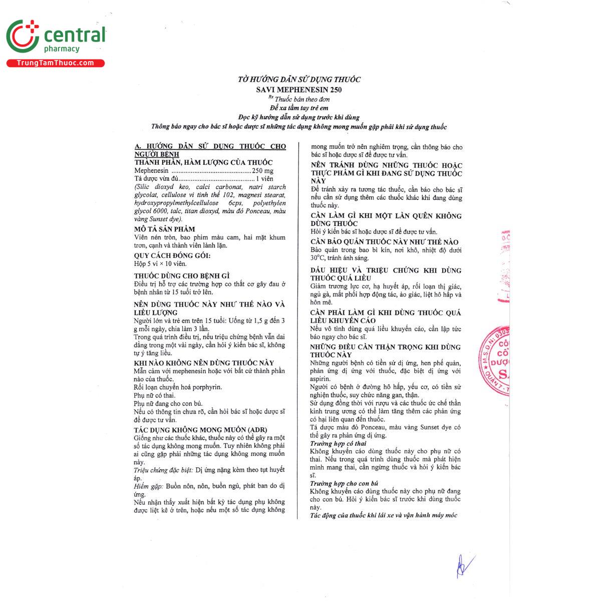 thuoc savi mephenesin 250 3 Q6728 thuoc savi mephenesin 250 3 Q6728