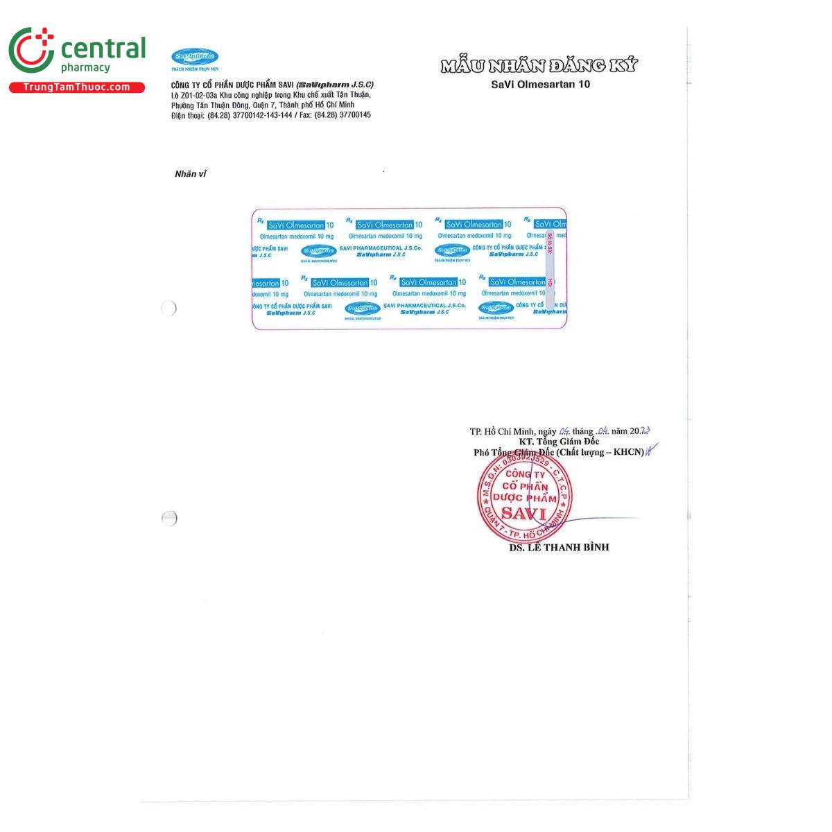 thuoc savi olmesartan 10 3 G2763 thuoc savi olmesartan 10 3 G2763