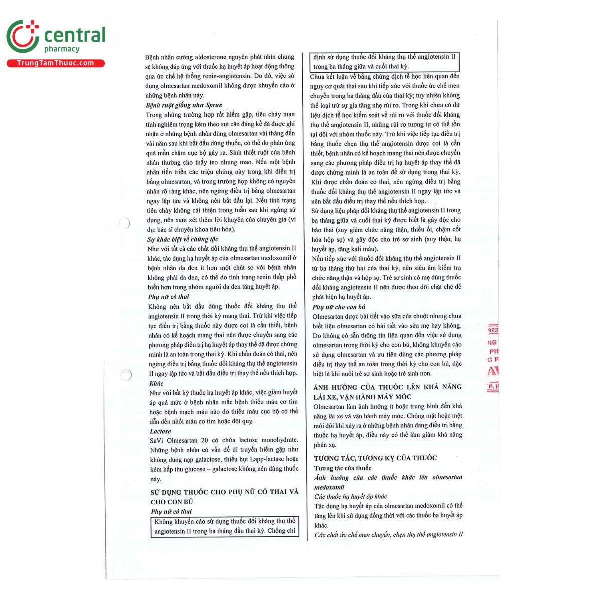 thuoc savi olmesartan 20 6 L4723 thuoc savi olmesartan 20 6 L4723