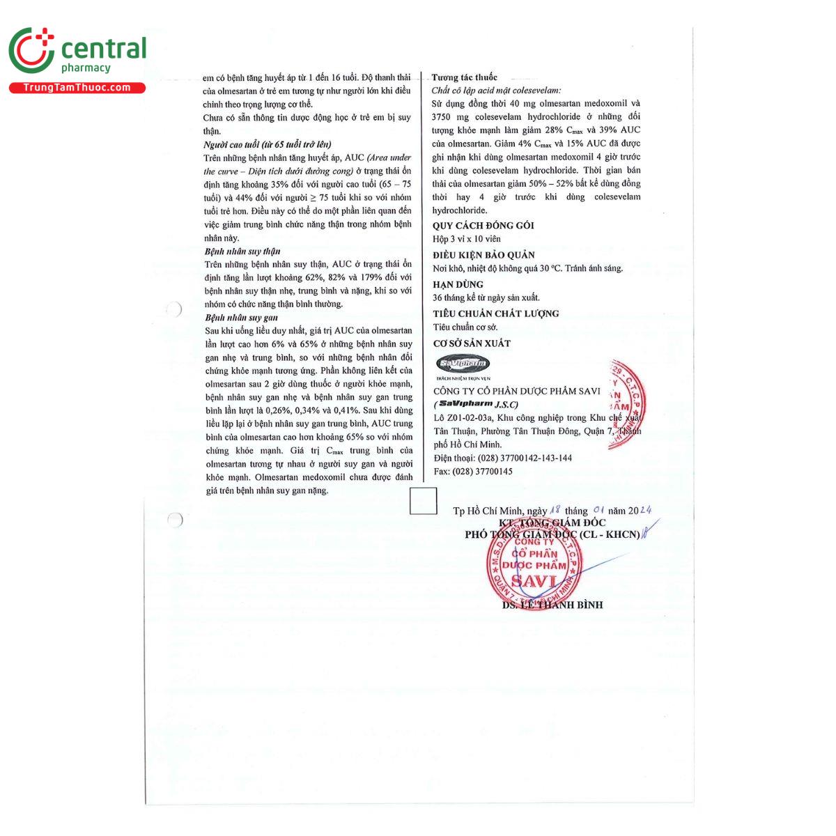 thuoc savi olmesartan 40 10 O5721
