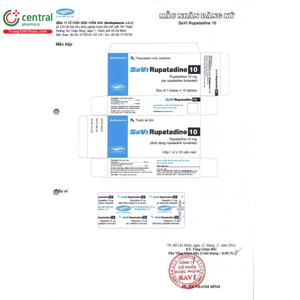thuoc savi rupatadine 10 2 A0510