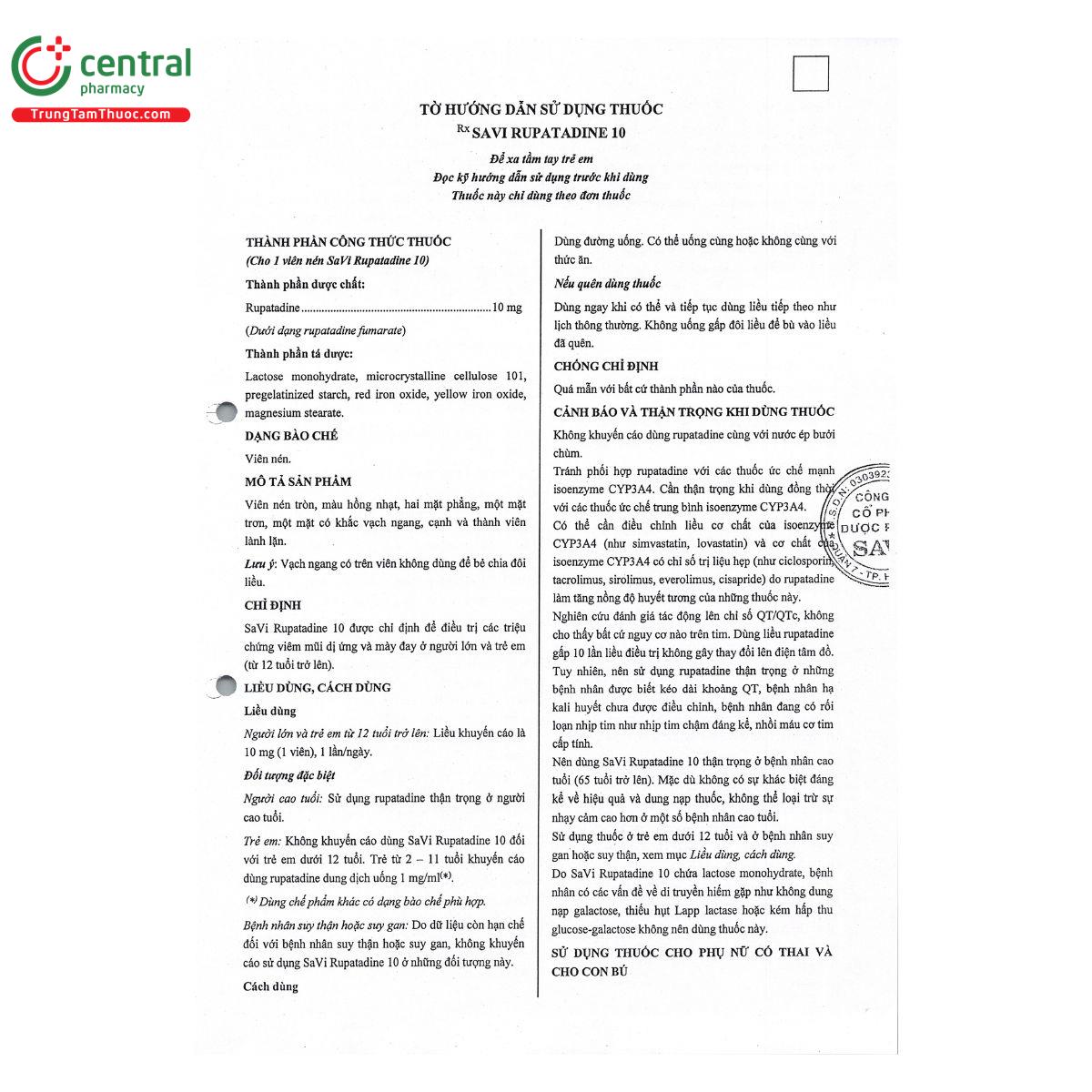 thuoc savi rupatadine 10 3 H2246