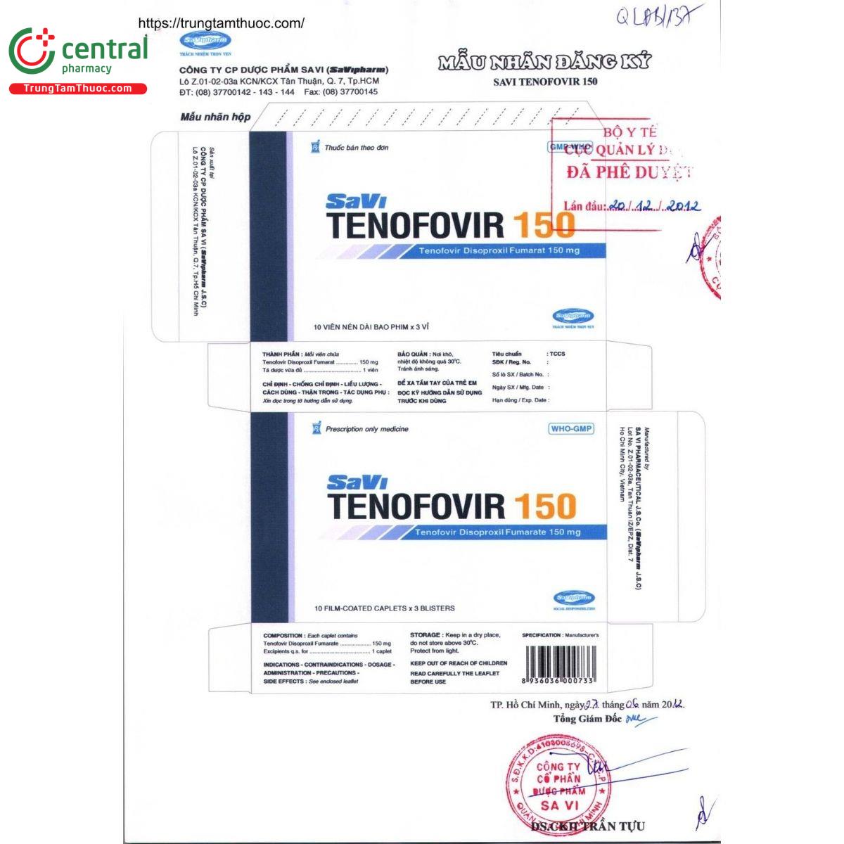 thuoc savi tenofovir 150mg 2 V8041 thuoc savi tenofovir 150mg 2 V8041