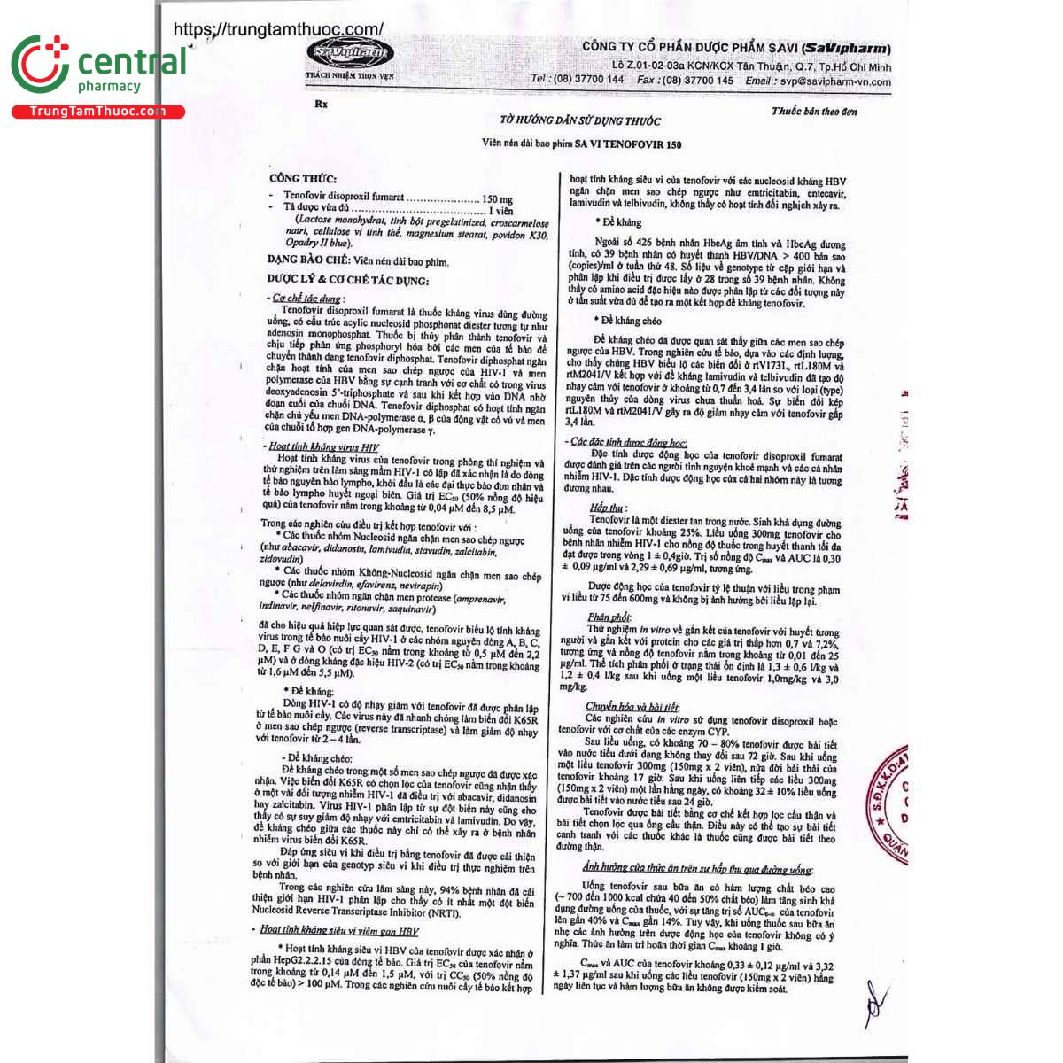 thuoc savi tenofovir 150mg 4 Q6581 thuoc savi tenofovir 150mg 4 Q6581