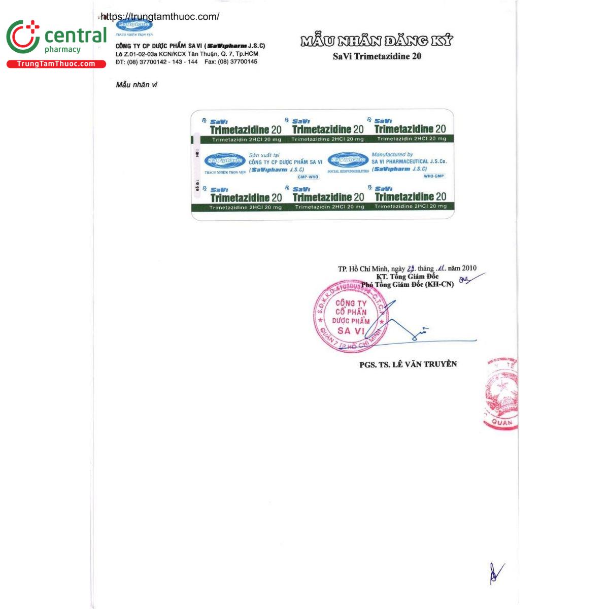 thuoc savi trimetazidine 20mg 5 V8821 thuoc savi trimetazidine 20mg 5 V8821