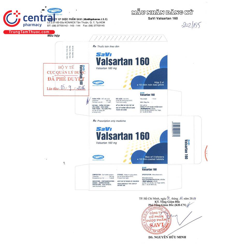 thuoc savi valsartan 160 8 C0085