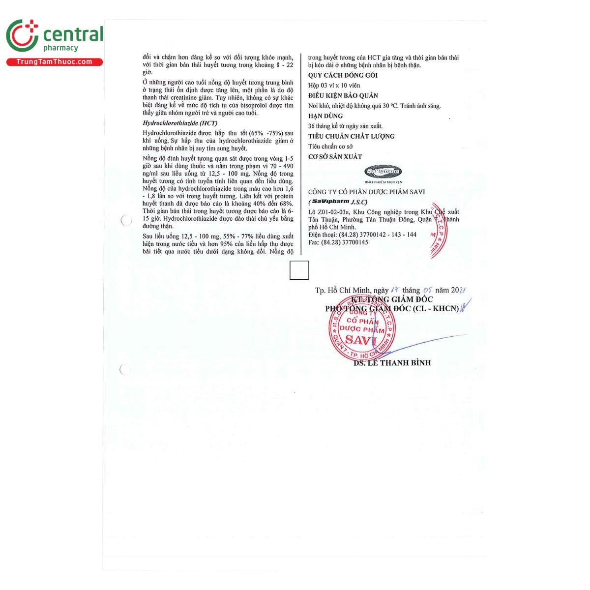 thuoc saviprolol plus hct 5 6 25 15 D1223 thuoc saviprolol plus hct 5 6 25 15 D1223