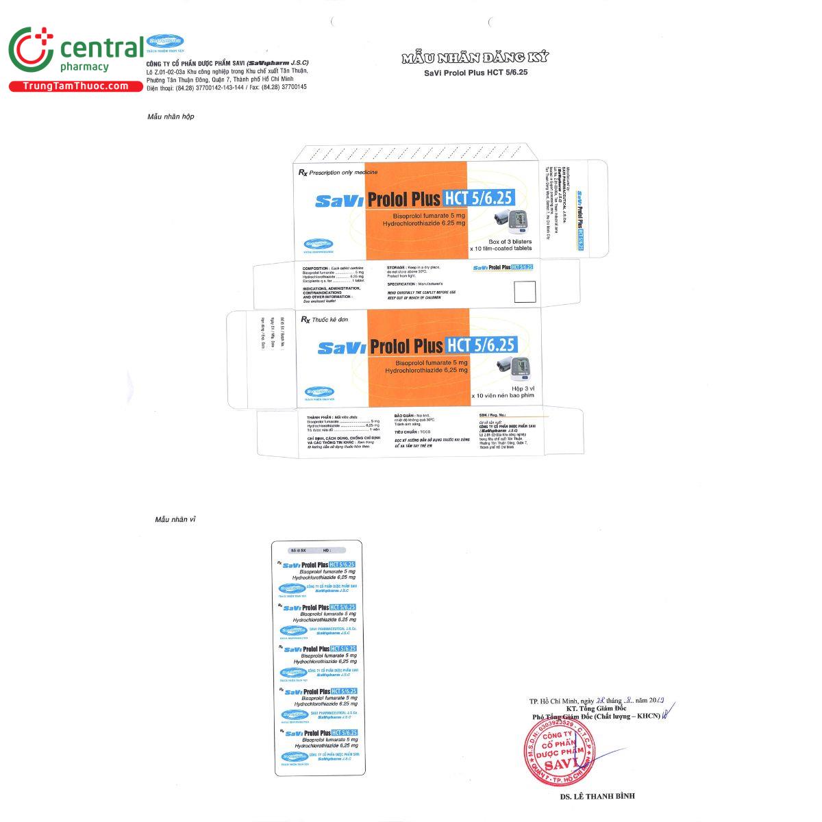 thuoc saviprolol plus hct 5 6 25 8 P6741 thuoc saviprolol plus hct 5 6 25 8 P6741