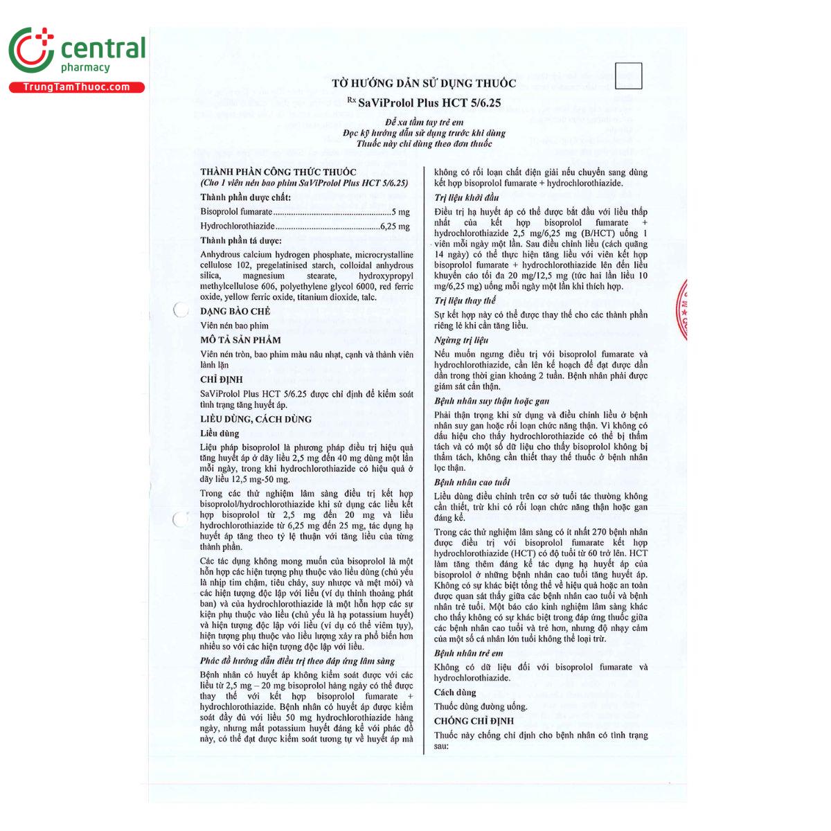 thuoc saviprolol plus hct 5 6 25 9 D1136 thuoc saviprolol plus hct 5 6 25 9 D1136